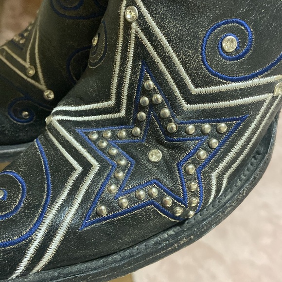 Boots Black and Blue Heeled Boots - Picture 12 of 13